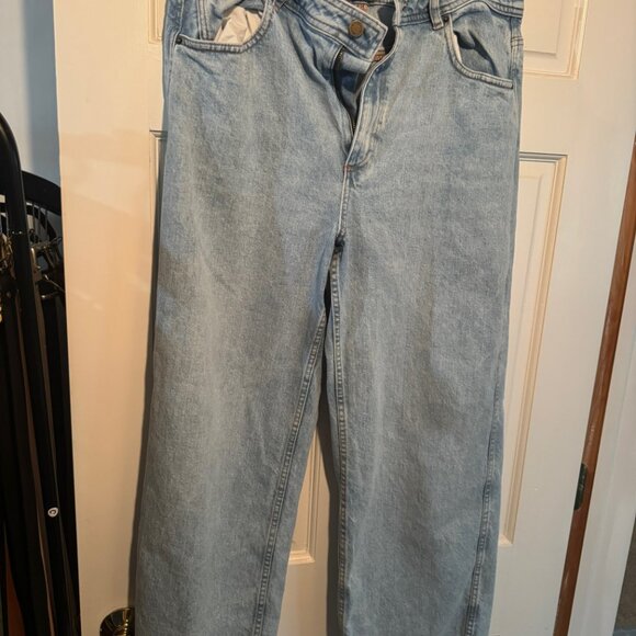 SEZANE LE CROP Bleach Jeans Demin Pants Size 12 - Picture 2 of 3